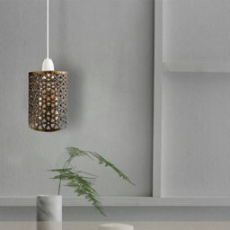 Pendant Light Shade Metal Drum Shaped Lampshade Industrial Easy Fit Ceiling Indoor Wire Cage Lampshade (Brushed Copper) - thumbnail 2