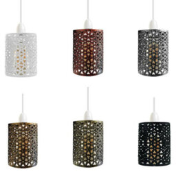 Pendant Light Shade Metal Drum Shaped Lampshade Industrial Easy Fit Ceiling Indoor Wire Cage Lampshade (Brushed Copper) - thumbnail 8