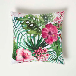 Homescapes Luxury Outdoor Cushions 2 Set, Waterproof Filled Cushion, Soft-Touch, Pink Summer Flower, For Garden, Indoors, 45X45 Cm - thumbnail 4