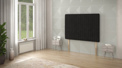 Somnior Beds Somnior  4Ft6 Eleanor Double 32 Inches Plush Black Headboard With Wooden Struts