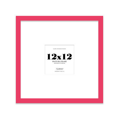 "12X12"" Bright Pink Picture Frame - 12X12"" Square Frame With 8X8"" Mount For 12X12""/8X8"" Pictures Art Deco Style Room Decor, 1 Pack" - image 1