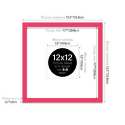 "12X12"" Bright Pink Picture Frame - 12X12"" Square Frame With 8X8"" Mount For 12X12""/8X8"" Pictures Art Deco Style Room Decor, 1 Pack" - thumbnail 2