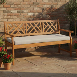 Alfresia 3 Seater Wooden Garden Bench With Luxury Taupe Garden Cushion - thumbnail 2