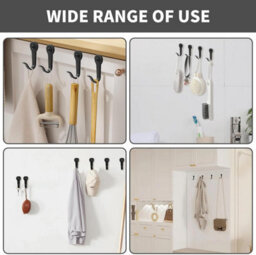 12 Pack Black Coat Hooks, Screw, In Wall Hooks, Vintage Metal, For Bathroom, Bedroom, Acoustic Panels - thumbnail 7