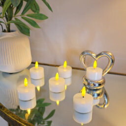 Auraglow Set Of 6 Flickering Flame Led Tea Lights - thumbnail 6