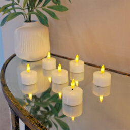 Auraglow Set Of 6 Flickering Flame Led Tea Lights - thumbnail 5