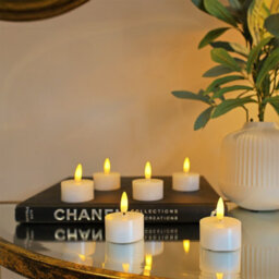 Auraglow Set Of 6 Flickering Flame Led Tea Lights - thumbnail 4