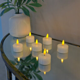 Auraglow Set Of 6 Flickering Flame Led Tea Lights - thumbnail 3