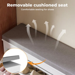 Levede White Plastic Hallway Shoe Storage Cabinet 75Cm Bench Organiser Unit - thumbnail 9