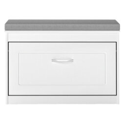 Levede White Plastic Hallway Shoe Storage Cabinet 75Cm Bench Organiser Unit - thumbnail 3