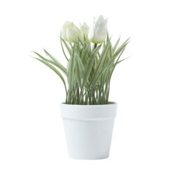 Homescapes Artificial White Handcrafted Tulips In White Decorative Pot, 22 Cm - thumbnail 1