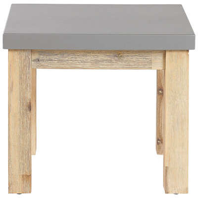 Beliani Outdoor Garden Stools Set Of 2 - Grey Fibre Cement Seats With Light Acacia Wood Base, Matt Finish - image 1