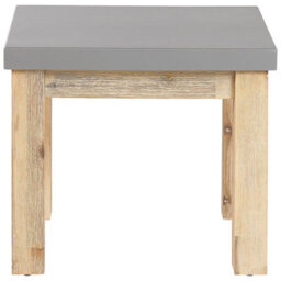 Beliani Outdoor Garden Stools Set Of 2 - Grey Fibre Cement Seats With Light Acacia Wood Base, Matt Finish - thumbnail 1