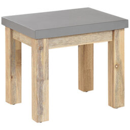 Beliani Outdoor Garden Stools Set Of 2 - Grey Fibre Cement Seats With Light Acacia Wood Base, Matt Finish - thumbnail 5
