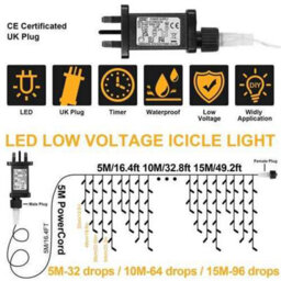 Outdoor Led Curtain Lights , Icicle Fairy String For Christmas Tree, House, Party And Garden - thumbnail 2