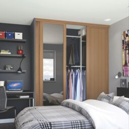 Spacepro Shaker Panel Shaker Mirrored Oak Effect 3 Door Sliding Wardrobe Door Kit (H)2220mm (W)2136mm - thumbnail 3