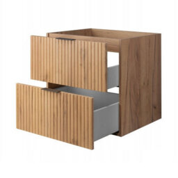 Heze Furniture Flow 2 Drawer Standing Bathroom 60Cm Vanity Cabinet With Basin - Gold Craft Oak - thumbnail 3
