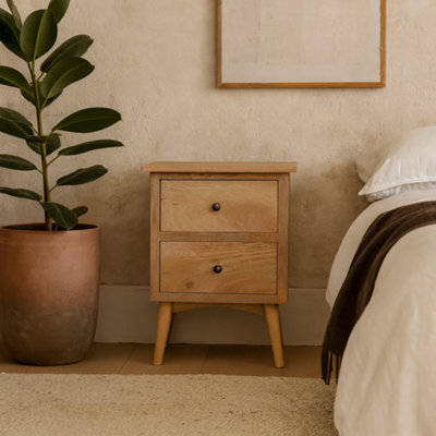 Wyld Haus Neive Scandi Mango Wood Bedside With 2 Drawers - image 1