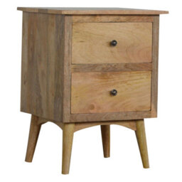 Wyld Haus Neive Scandi Mango Wood Bedside With 2 Drawers - thumbnail 3