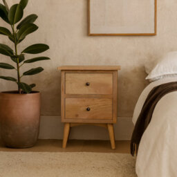 Wyld Haus Neive Scandi Mango Wood Bedside With 2 Drawers - thumbnail 1