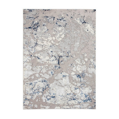 Grey Navy Abstract Rug, 8mm Thickness Modern Rug, Grey Navy Rug For Bedroom, Living Room, & Dining Room-120Cm X 170Cm