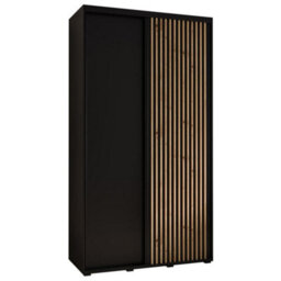 Arte Stylish Sapporo Sliding Door Wardrobe With Lamella Effect - Black Matt (H)2050mm (W)1400mm (D)600mm - thumbnail 2