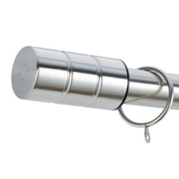 A.unique Home Plain Barrel Metal Extendable Curtain Pole With Rings And Fittings (25/28mm) -Brushed Steel, 180Cm - 340Cm Approx - thumbnail 2