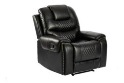 Black Faux Leather  3 + 1 Seater Manual Recliner Sofa And Armchair Set Ravenna - thumbnail 3
