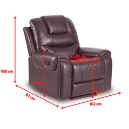 Black Faux Leather  3 + 1 Seater Manual Recliner Sofa And Armchair Set Ravenna - thumbnail 8