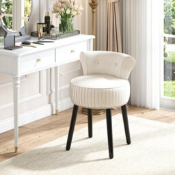 Costway Velvet Makeup Chair With Low Back Accent Makeup Vanity Stool-Beige - thumbnail 4