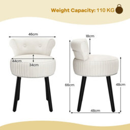 Costway Velvet Makeup Chair With Low Back Accent Makeup Vanity Stool-Beige - thumbnail 3