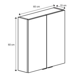 GoodHome Imandra Compact Gloss Grey Bathroom Double Wall Cabinet (H)60Cm (W)60Cm - thumbnail 8