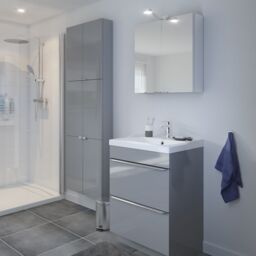 GoodHome Imandra Compact Gloss Grey Bathroom Double Wall Cabinet (H)60Cm (W)60Cm - thumbnail 4