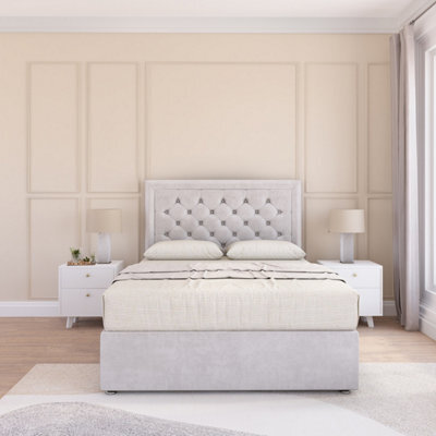 Sloomy Montana Silver Plush 6Ft Memory Foam Bed Set With 2 Drawers, Mattress & Headboard- Super King - image 1
