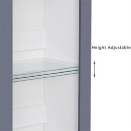 White Matt Body & Grey High Gloss Fronts Tall Cabinet Bookcase Display Shelf Unit - thumbnail 3