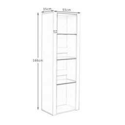 White Matt Body & Grey High Gloss Fronts Tall Cabinet Bookcase Display Shelf Unit - thumbnail 2