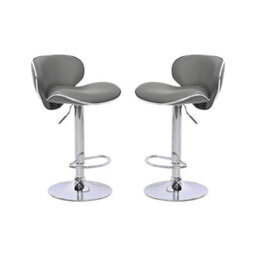 Evre Grey Bar Stool Faux Leather Adjustable Height With Swivel Seat For Pub Kitchen Reception(Pack Of 2) - thumbnail 2