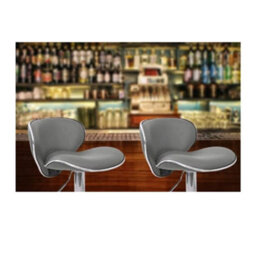 Evre Grey Bar Stool Faux Leather Adjustable Height With Swivel Seat For Pub Kitchen Reception(Pack Of 2) - thumbnail 8