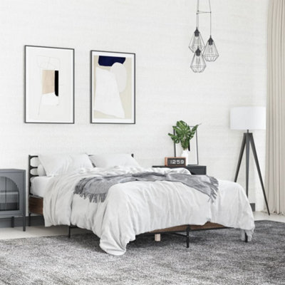 Berkfield Bed Frame Without Mattress Brown Oak 140X190 Cm - image 1