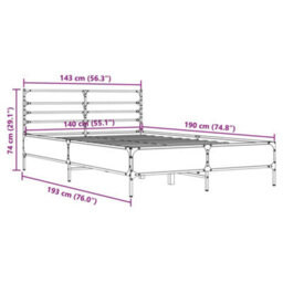 Berkfield Bed Frame Without Mattress Brown Oak 140X190 Cm - thumbnail 9