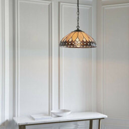 Tiffany Glass Hanging Ceiling Pendant Light Dark Bronze 400mm Lamp Shade I00085 - thumbnail 5