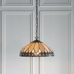 Tiffany Glass Hanging Ceiling Pendant Light Dark Bronze 400mm Lamp Shade I00085 - thumbnail 3