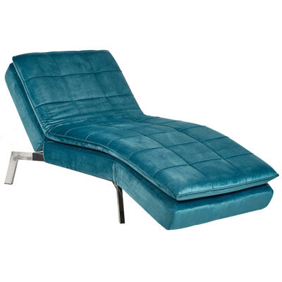 Beliani Chaise Longue Loiret Velvet Teal - image 1