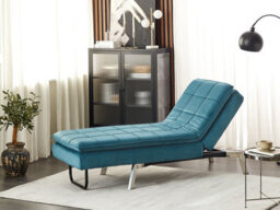 Beliani Chaise Longue Loiret Velvet Teal - thumbnail 2