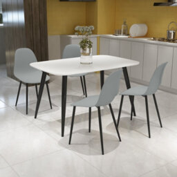 Core Products Aspen White 120Cm Rectangular Dining Table With 4 Grey Plastic Curve Design Chairs - thumbnail 1