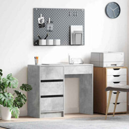Berkfield Modern Grey Writing Desk Concrete Grey Concrete Standard Storage - thumbnail 2