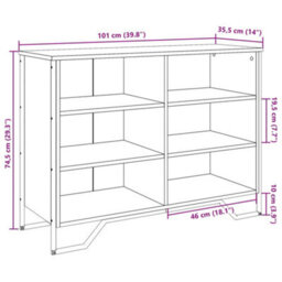Berkfield Sideboard Black 101X35.5X74.5 Cm Engineered Wood - thumbnail 9