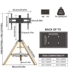 40 To 75Inch Universal Tv Mount Freestanding Tripod Tv Stand - thumbnail 2