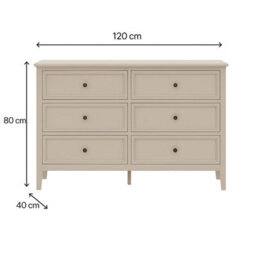 Melody Maison Large 6 Drawer Chest Of Drawers - Rowley Pale Cream Range - thumbnail 7