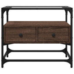 Berkfield Industrial Tv Cabinet With Glass Top Brown Oak 60X35X51 Cm Engineered Wood - thumbnail 4